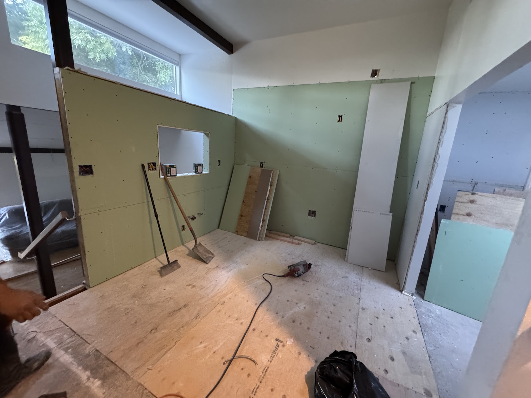 New drywall installed